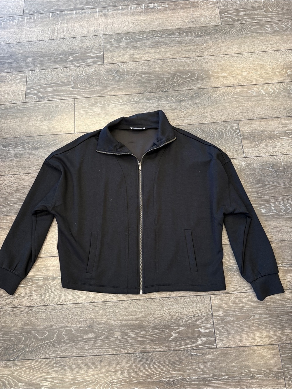 Double Zero Black Lightweight Zip-Front Shirt Jacket